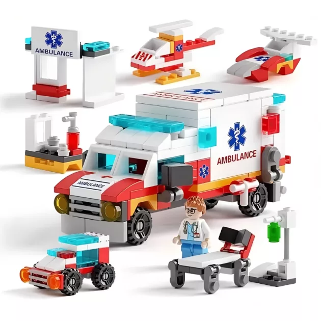 ambulance toy, building block set