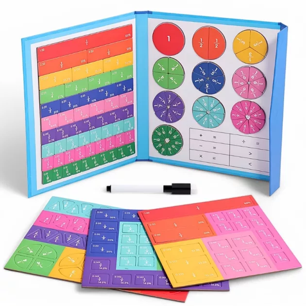 fraction learning, math toy, fraction book