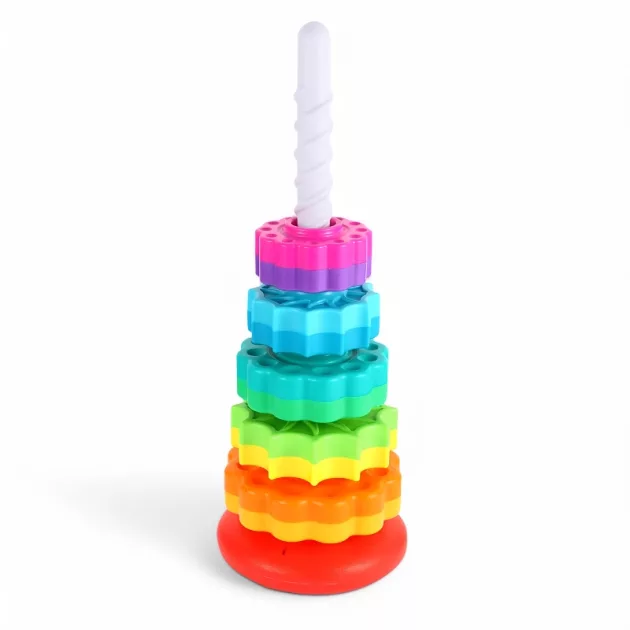 stacking toy, spinning stacking toy rainbow stacking toy