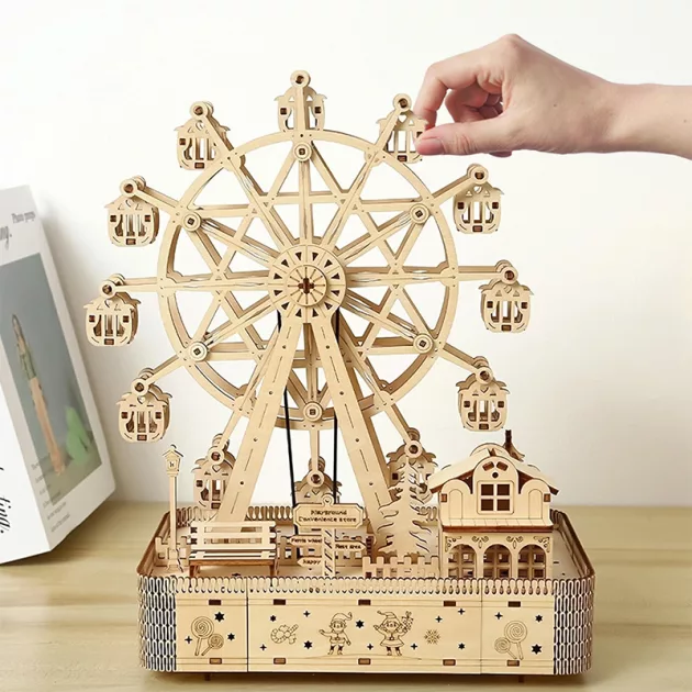 wooden puzzle, 3d wooden puzzle, ferris wheel toy, wooden ferris wheel