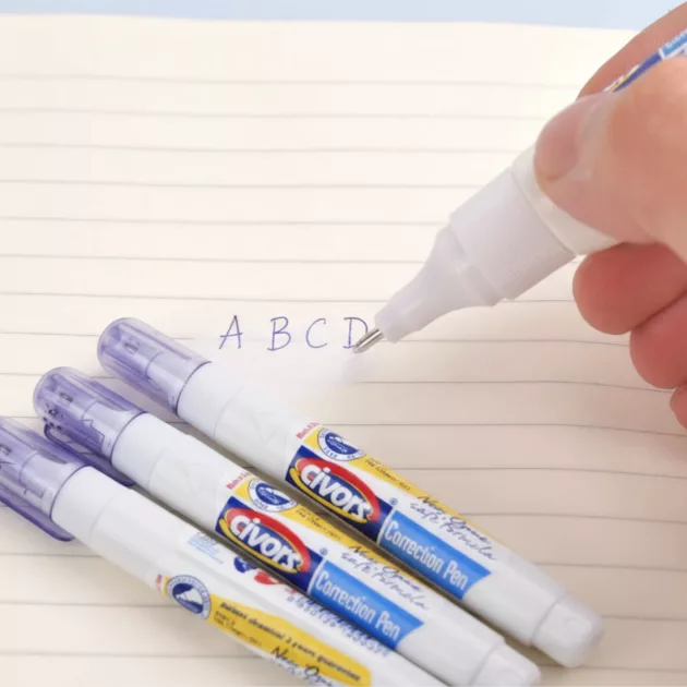 correction pen, white correction pen, correction fluid pen, white out markers