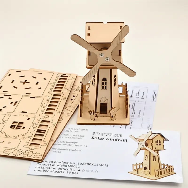 Houten Zonnemolen 3D Puzzel Educatief Montessori Speelgoed voor Kinderen
