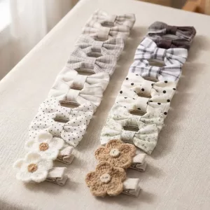 Set van 20 schattige strikjes haarclipjes van stof voor kinderen