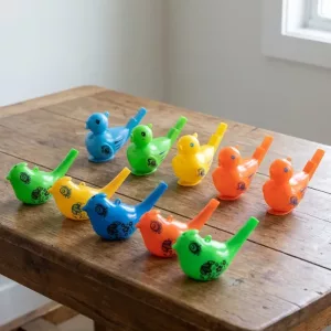 Set van 10 gekleurde vogelfluitjes voor kinderen