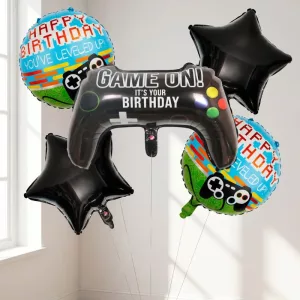 5-delige foliebalonnenset voor een videogamecontrollerfeest